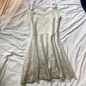 Free people white lace gold detail dress
